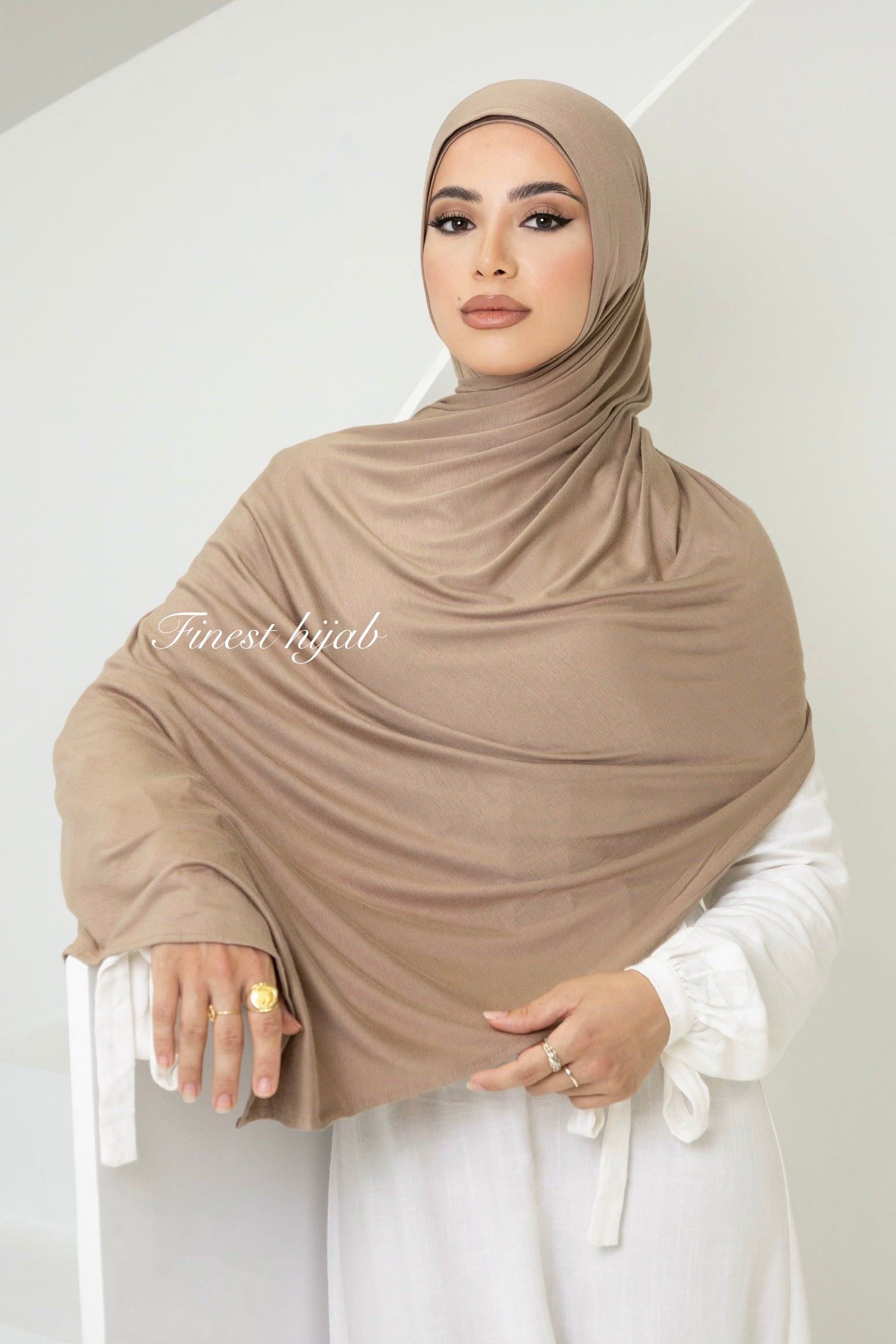 Jersey Hijab Latte with Matching cap