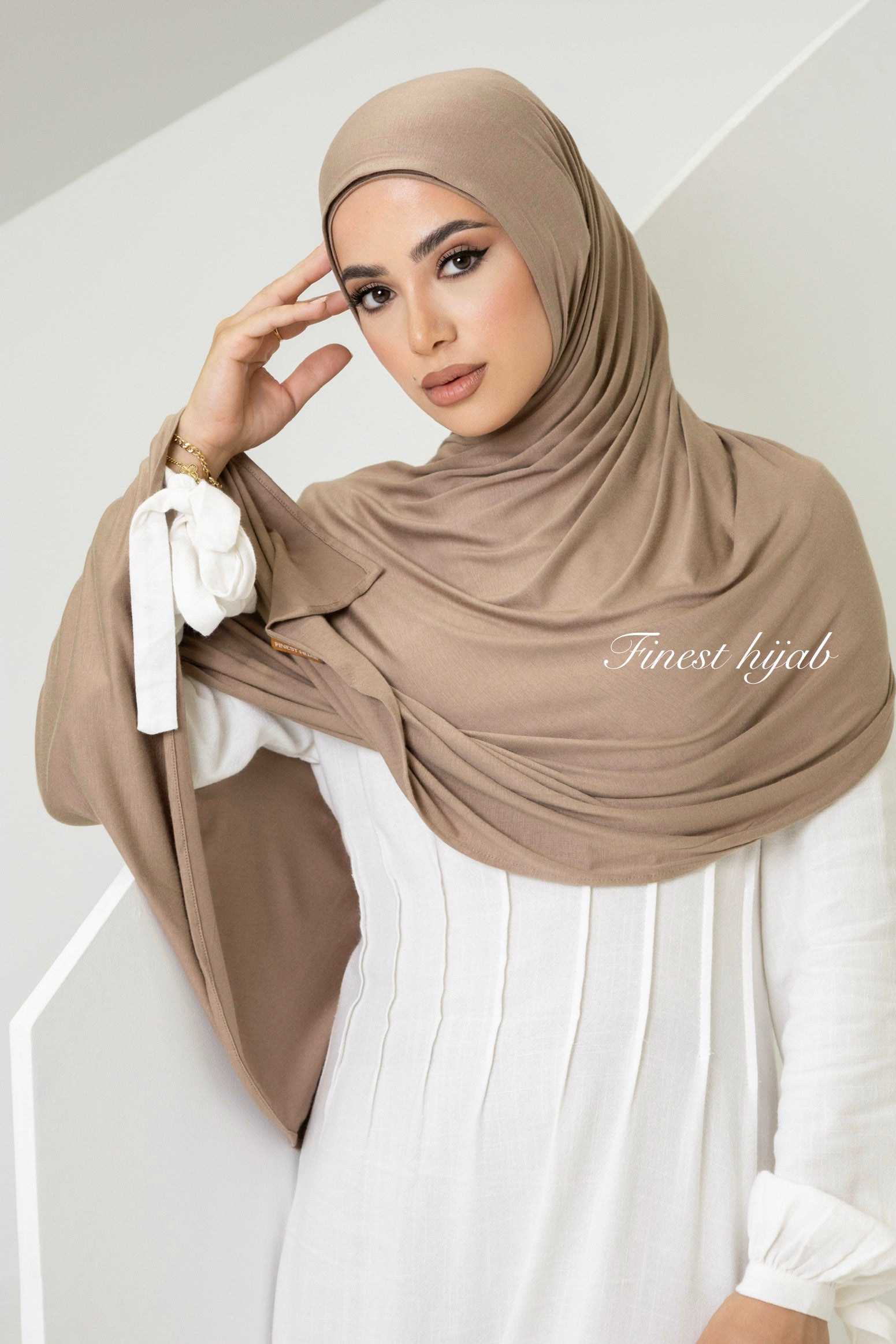 Jersey Hijab Latte with Matching cap