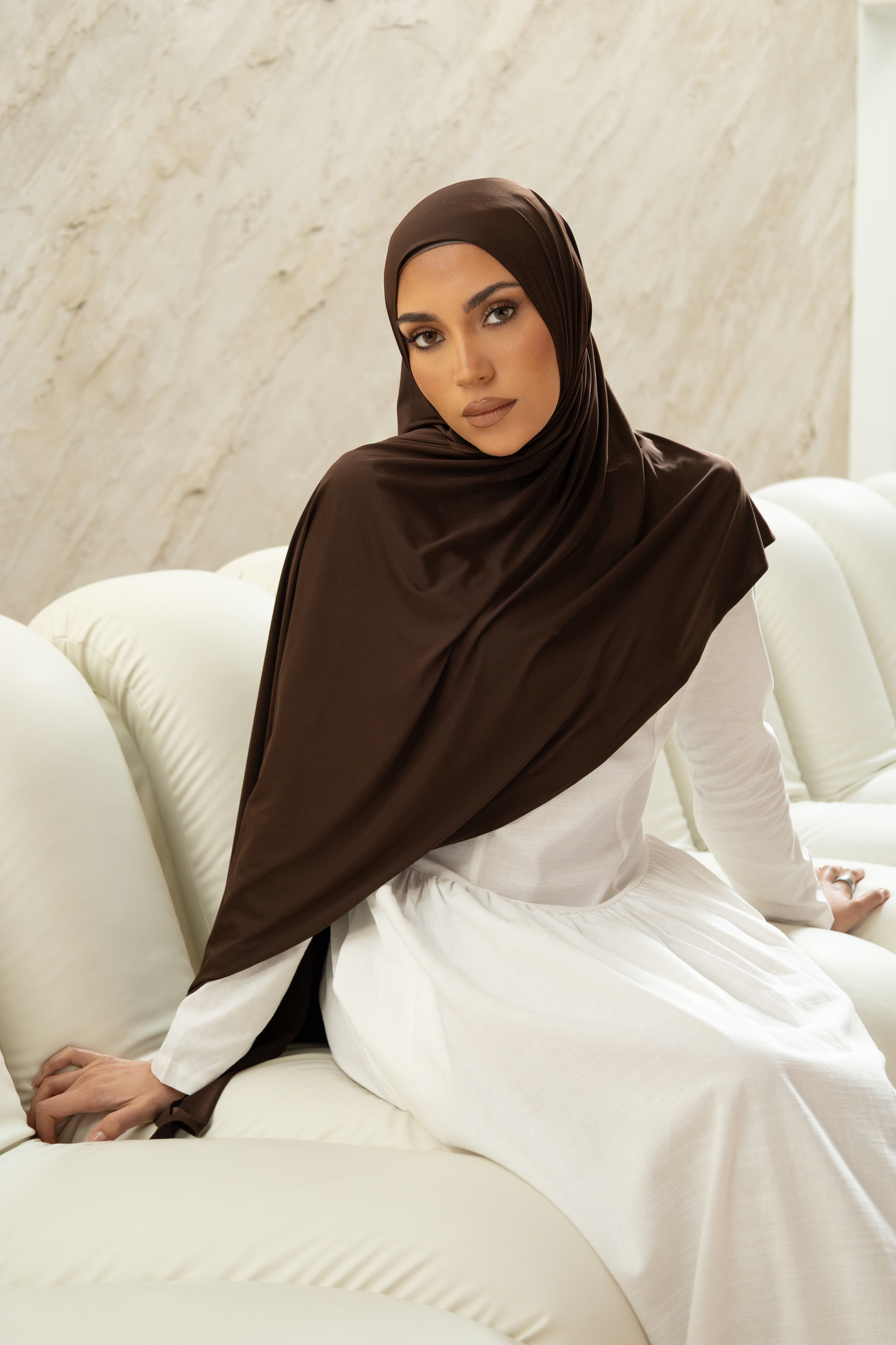 LIQUID JERSEY COFFEE CAP HIJAB SET