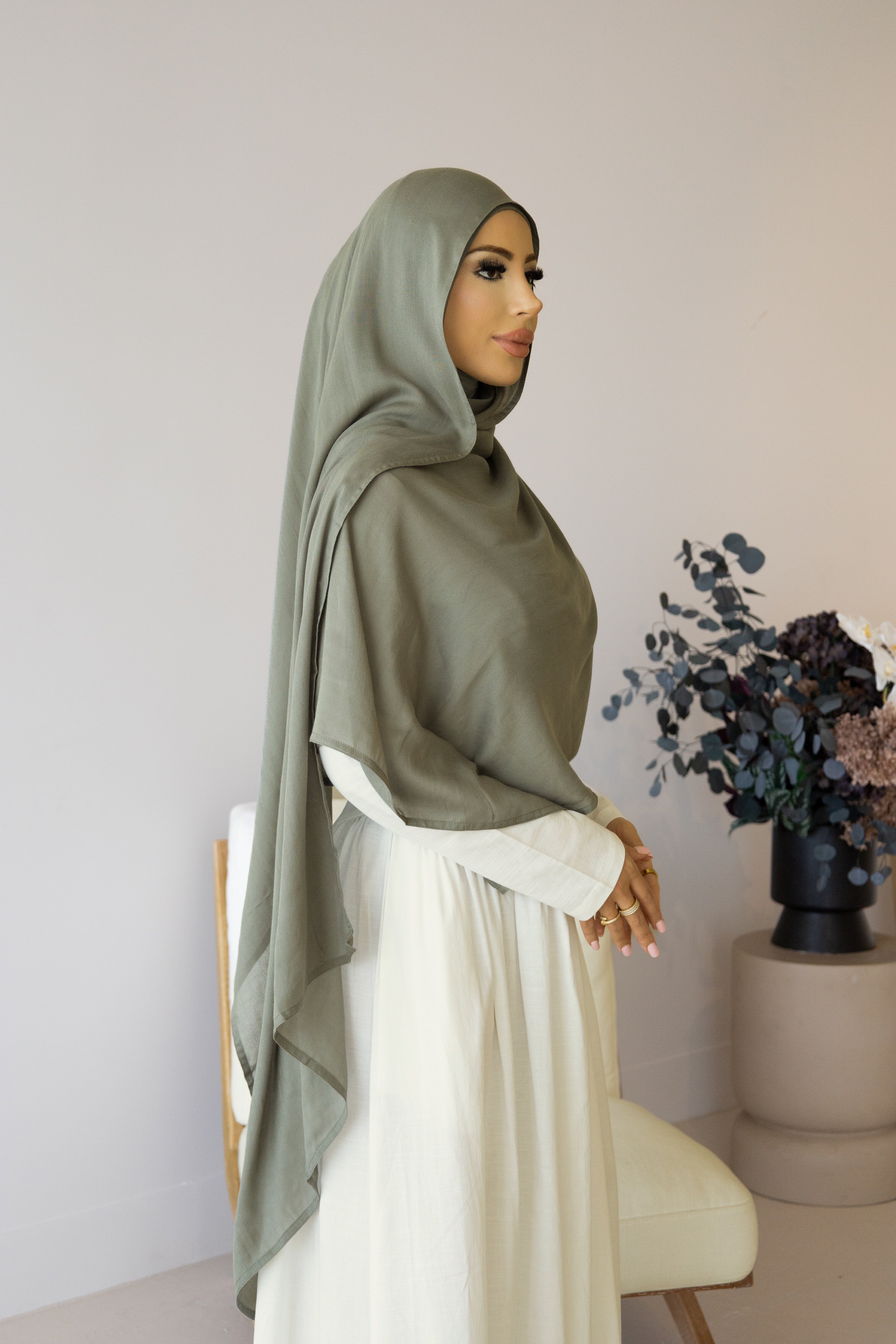 MODAL OLIVE UNDER CAP HIJAB SET