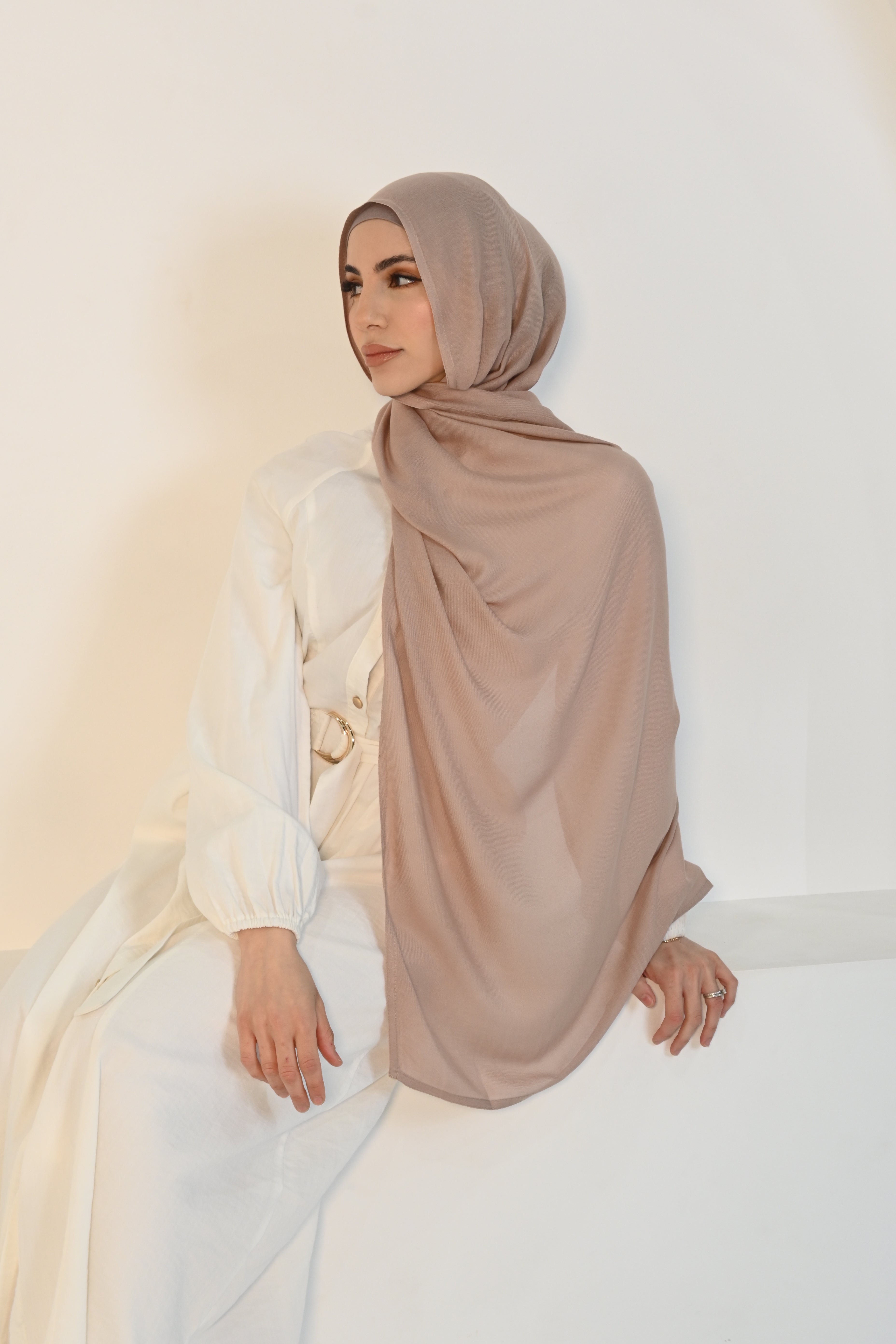 Viscose Hijab Latte w Matching Cap