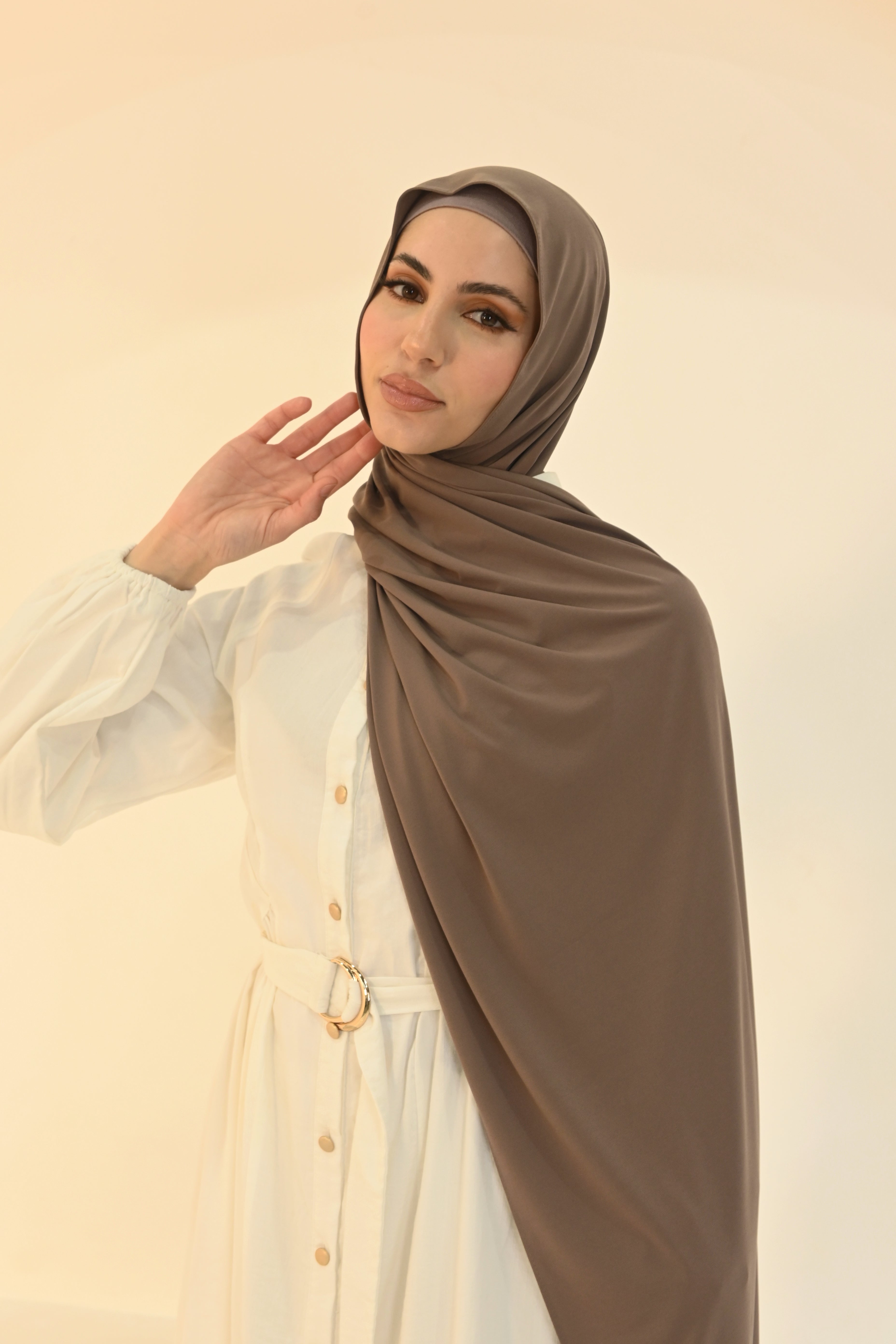 Modal Jersey Hijab Walnut w Matching Cap