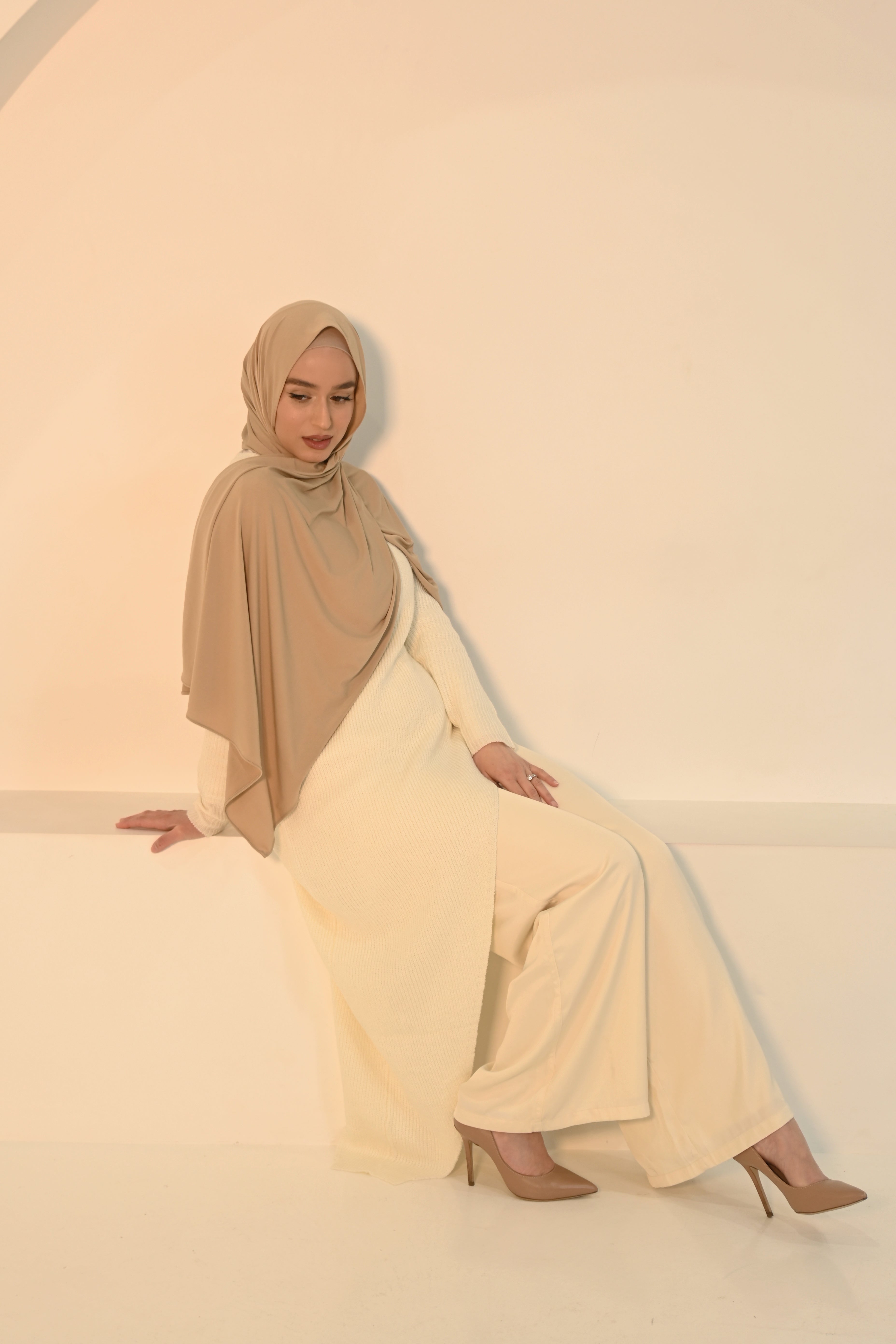 Modal Jersey Hijab Sand w Matching Cap