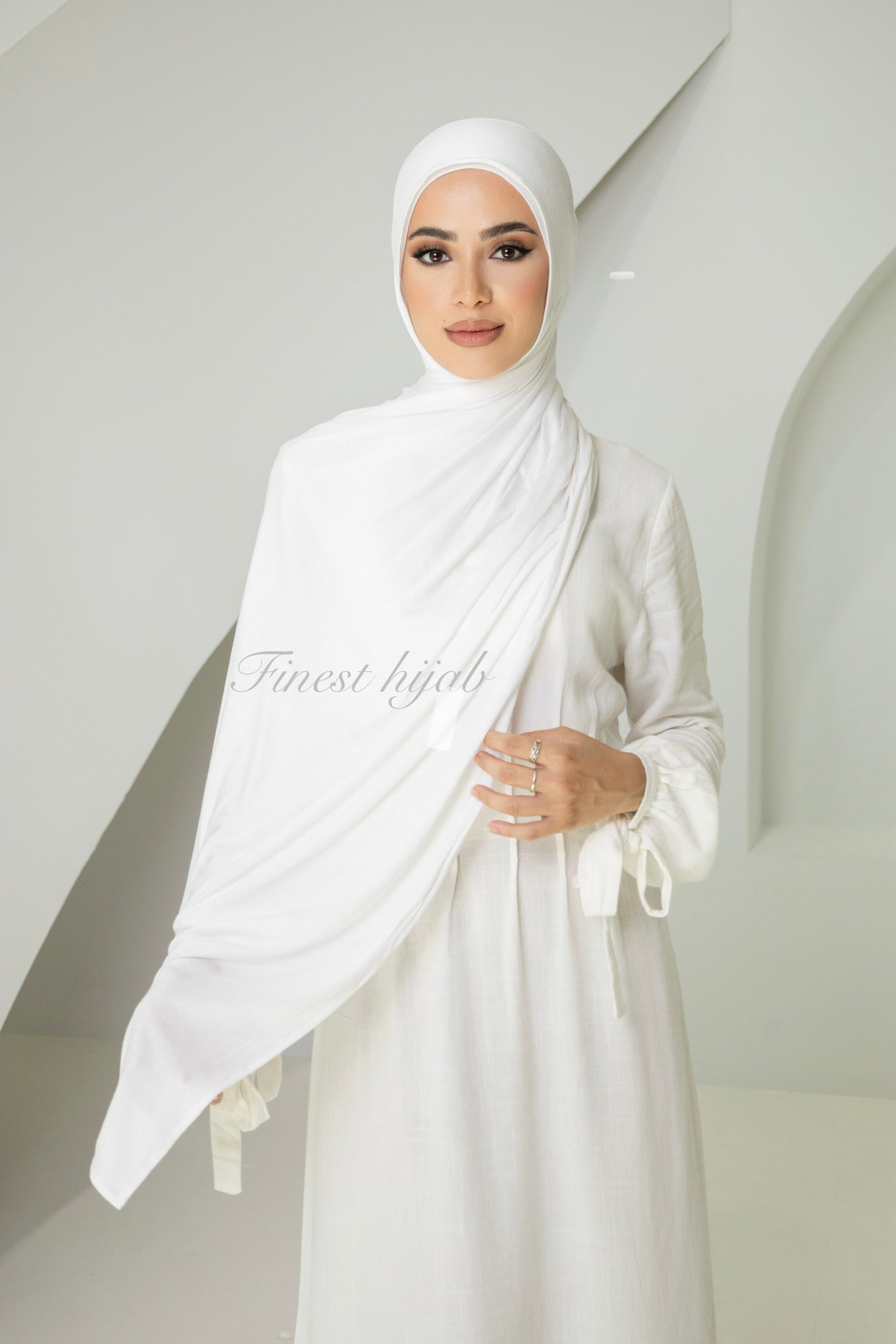 Jersey Hijab White with Matching cap