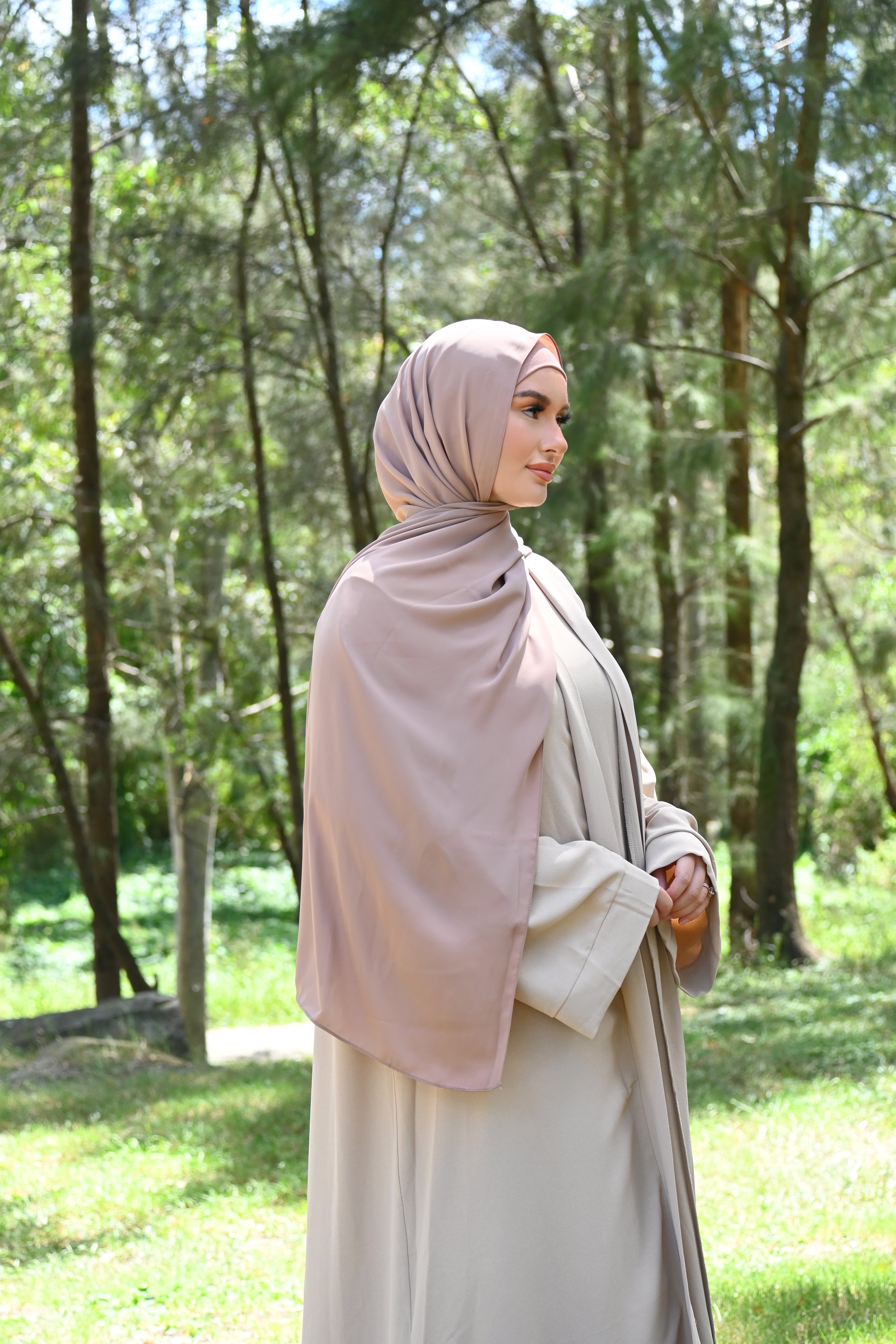 Medina Silk Hijab- Nude Pink